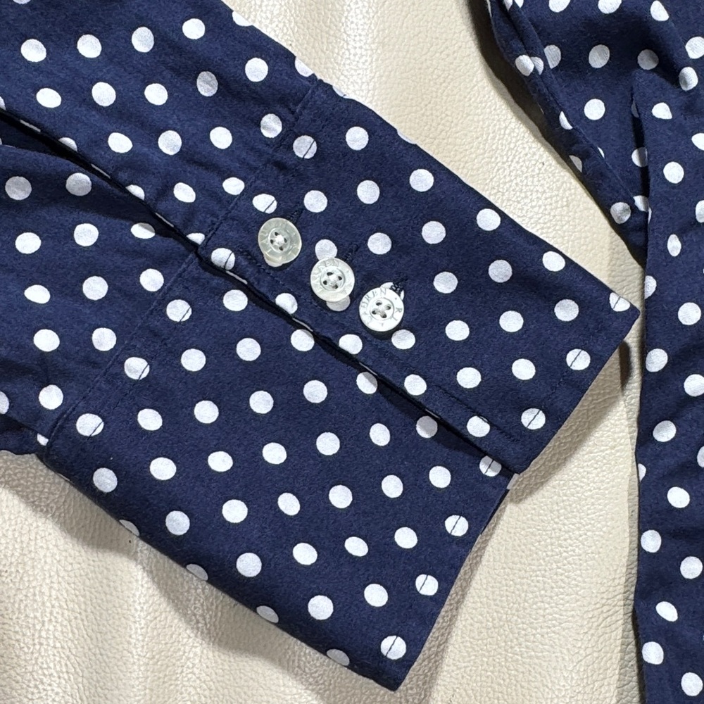 Lauren Ralph Lauren Navy & White Polka Dot Off-The-Shoulder Long Sleeve Top - Picture 10 of 10